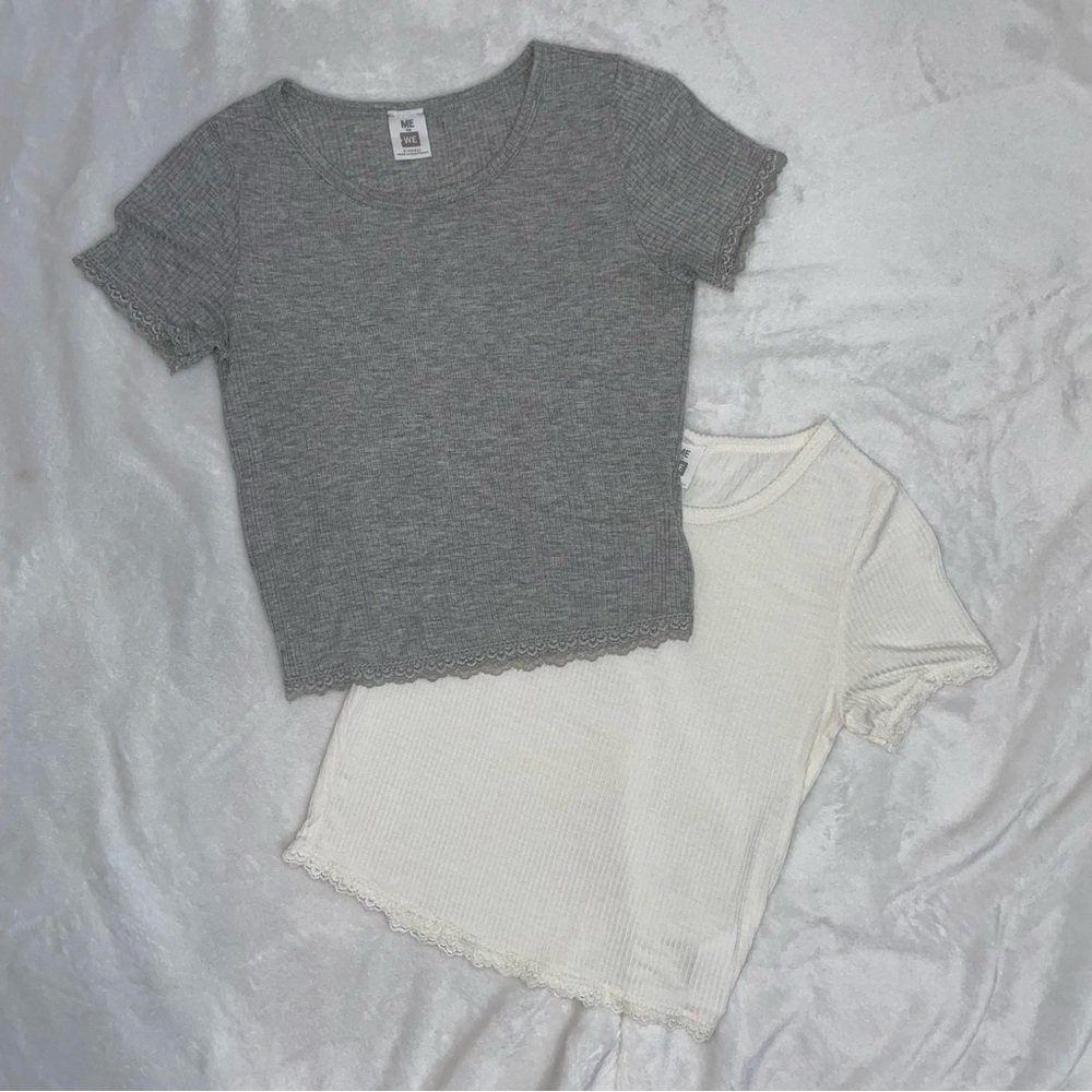 Urban Outfitters Grey & White Cropped Tops
